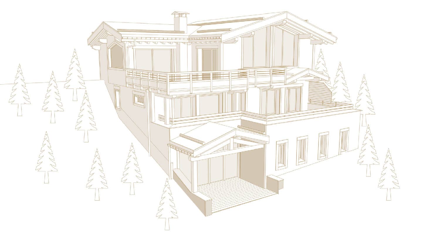 Plan du chalet en location du lièvre blanc dans les 2 alpes en 3d