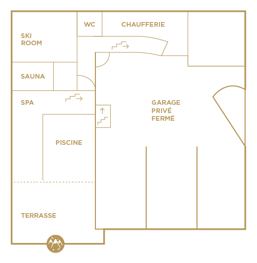 Plan du rez de chaussée du chalet du lievre blanc